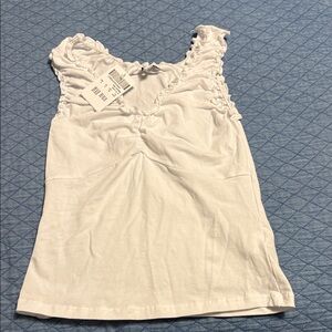 Subdued White Ruffled Tank Top